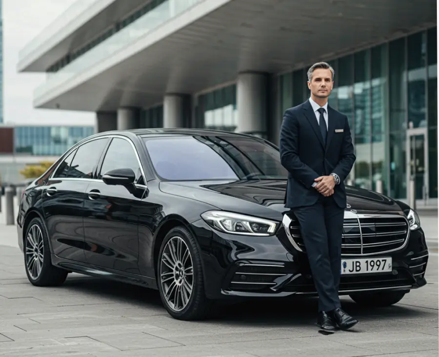 private-driver-cannes-waiting-with-a-mercedes E-Classe